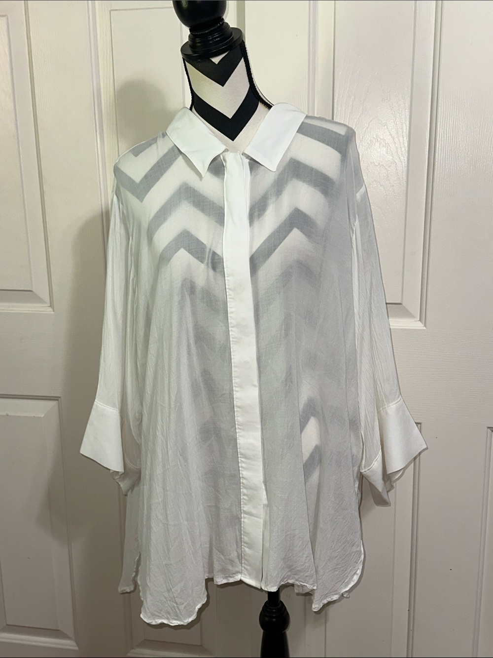 Universal Standard White Sheer Button-Up Shirt